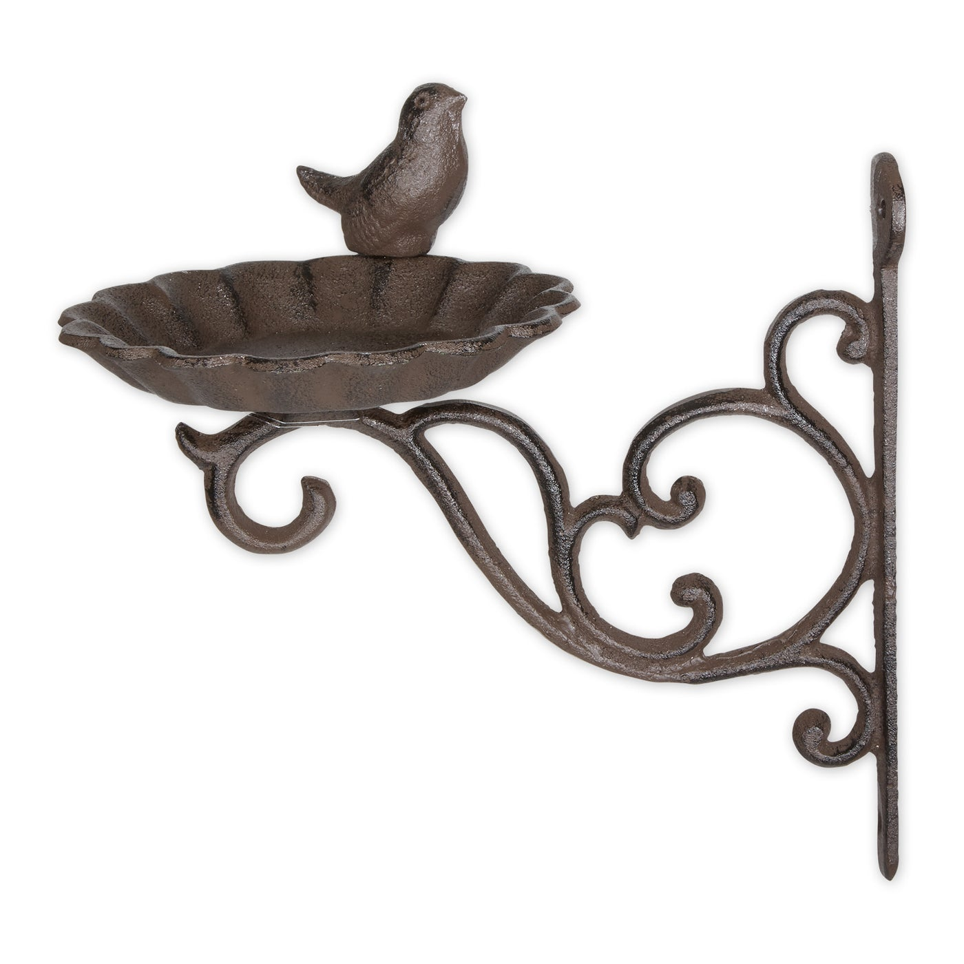 Wall-Mounted Cast Iron Scrolled Bracket with Bird Feeder - foxberryparkproducts