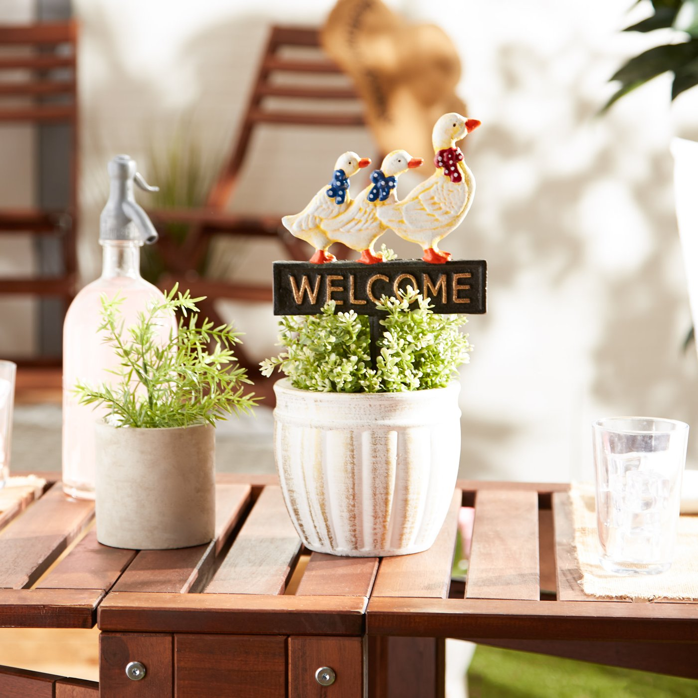 Cast Iron Welcome Garden Stake with Ducks - foxberryparkproducts