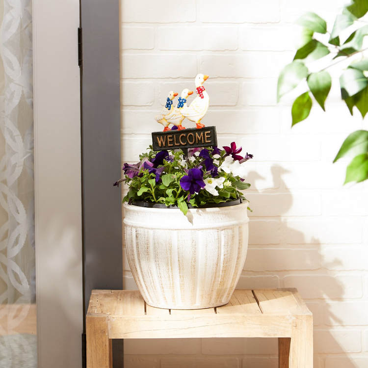 Cast Iron Welcome Garden Stake with Ducks - foxberryparkproducts