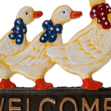 Load image into Gallery viewer, Cast Iron Welcome Garden Stake with Ducks - foxberryparkproducts

