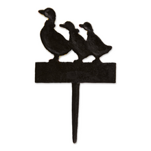 Load image into Gallery viewer, Cast Iron Welcome Garden Stake with Ducks - foxberryparkproducts
