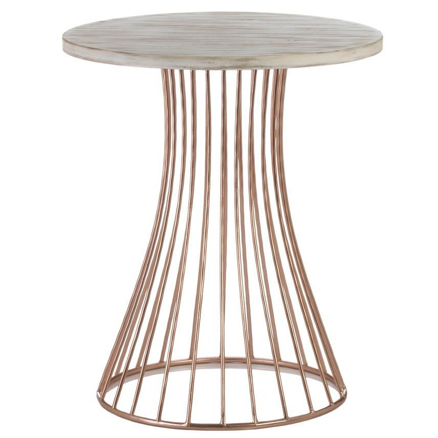 Rose Gold Accent Table with Whitewash Top - foxberryparkproducts