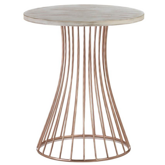 Rose Gold Accent Table with Whitewash Top - foxberryparkproducts