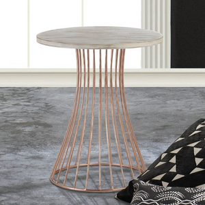 Rose Gold Accent Table with Whitewash Top - foxberryparkproducts