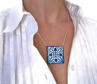 LARA - Blue Azulejo Necklace - foxberryparkproducts