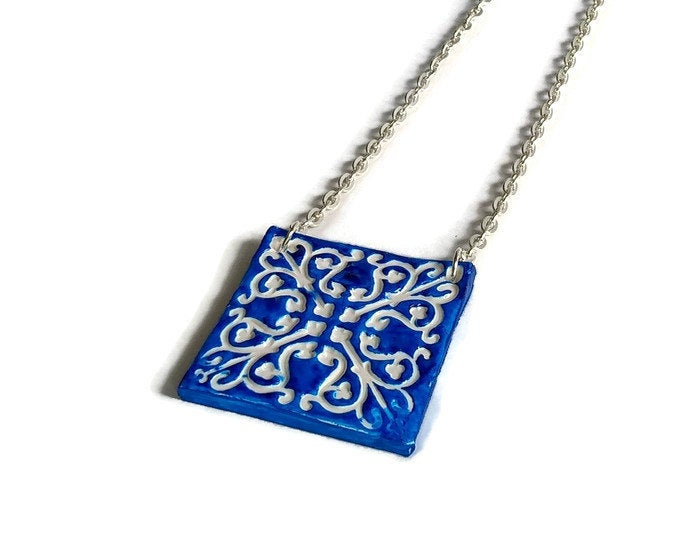 LARA - Blue Azulejo Necklace - foxberryparkproducts