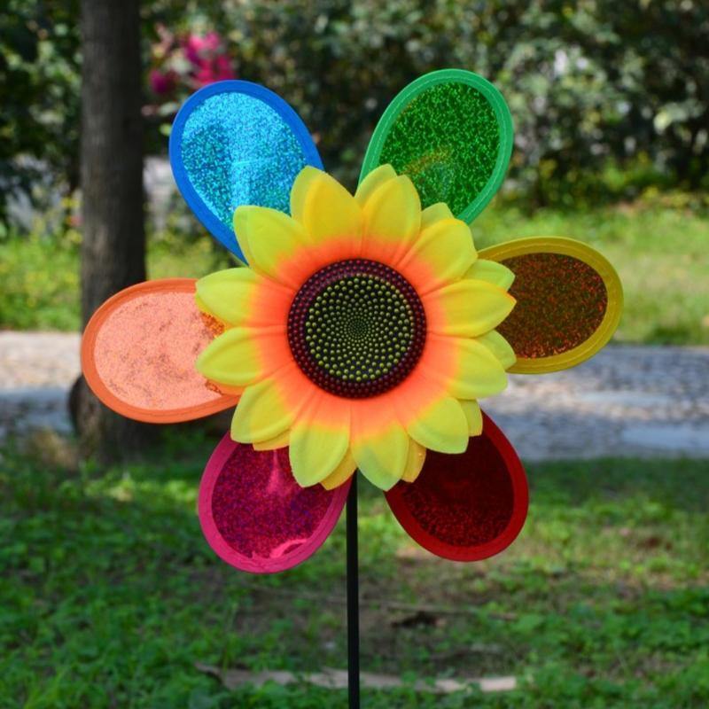 Colorful Sequins Sunflower Windmill Wind Spinner - foxberryparkproducts