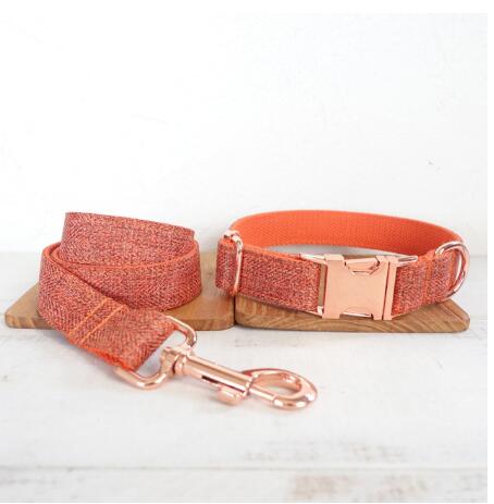 MUTTCO handmade puppy collar THE ORANGE SUIT gentleman pet products personalized ID leash - foxberryparkproducts