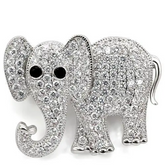 1W125 - Imitation Rhodium Brass Brooches with AAA Grade CZ  in Black Diamond - foxberryparkproducts