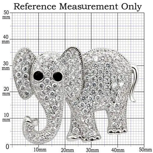 1W125 - Imitation Rhodium Brass Brooches with AAA Grade CZ  in Black Diamond - foxberryparkproducts