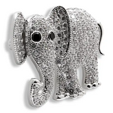 1W125 - Imitation Rhodium Brass Brooches with AAA Grade CZ  in Black Diamond - foxberryparkproducts