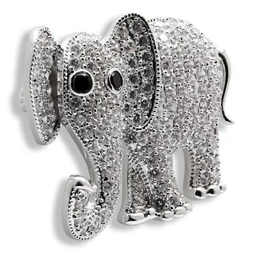 1W125 - Imitation Rhodium Brass Brooches with AAA Grade CZ  in Black Diamond - foxberryparkproducts