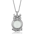 3W919 - Rhodium Brass Magnifier pendant with Top Grade Crystal  in Clear - foxberryparkproducts