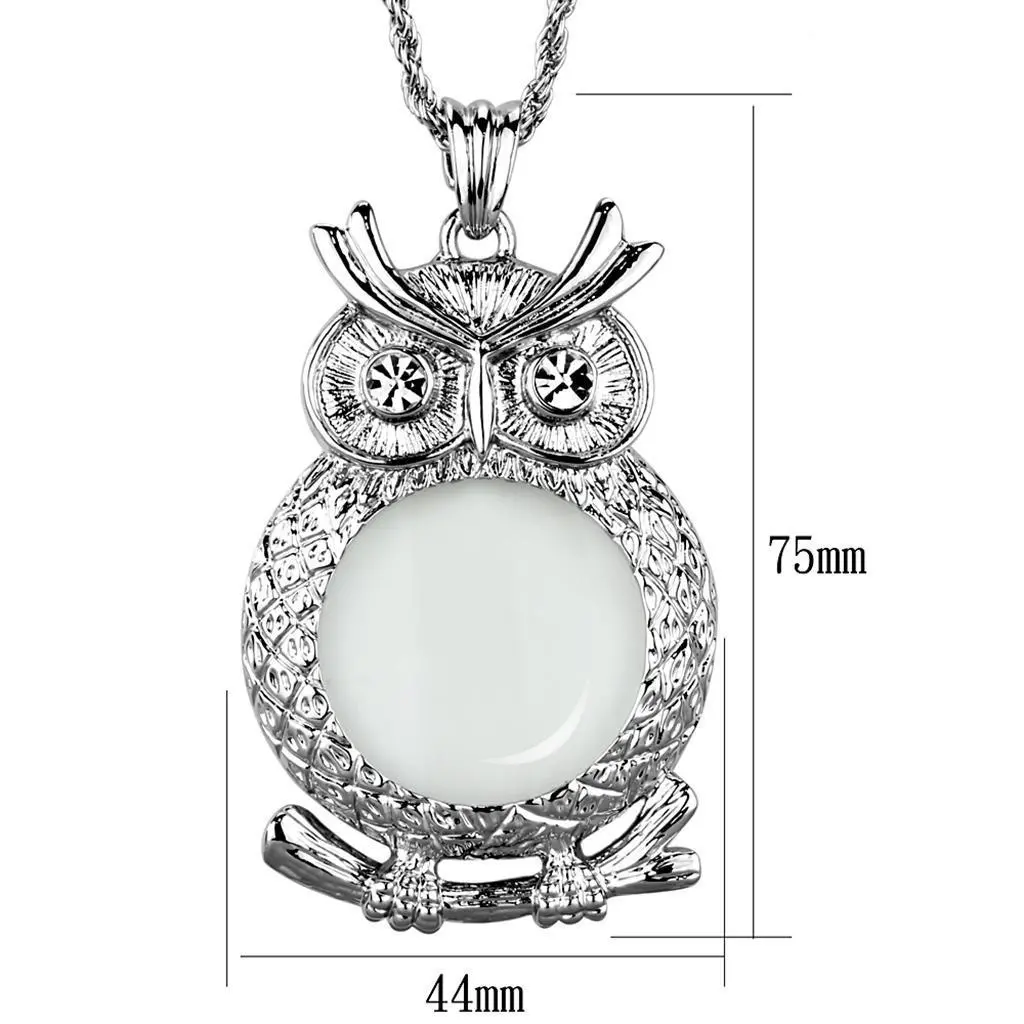 3W919 - Rhodium Brass Magnifier pendant with Top Grade Crystal  in Clear - foxberryparkproducts