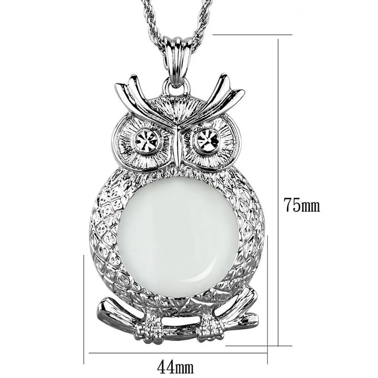 3W919 - Rhodium Brass Magnifier pendant with Top Grade Crystal  in Clear - foxberryparkproducts
