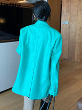 Load image into Gallery viewer, Lautaro Spring Autumn Colored Green Crocodile Print PU Leather Blazer
