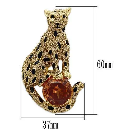 LO2399 - Gold White Metal Brooches with AAA Grade CZ  in Champagne - foxberryparkproducts