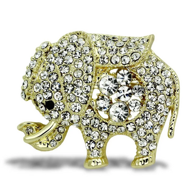 LO2804 - Flash Gold White Metal Brooches with Top Grade Crystal  in Clear - foxberryparkproducts