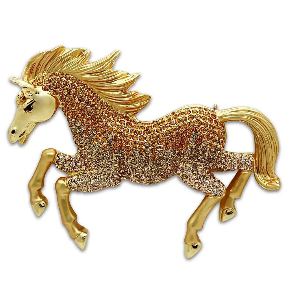 LO2404 - Matte Gold & Gold White Metal Brooches with Top Grade Crystal  in Multi Color - foxberryparkproducts