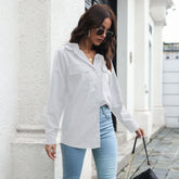 Cotton Double Pocket Long Sleeved Women Loose Shirt Spring And Summer New - foxberryparkproducts