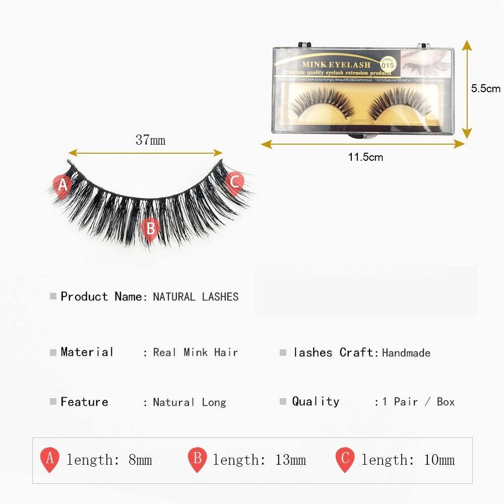 Natural Eyelashes 100%  Lightweight Mink Eyelashes Wispy / Volume Lashes - foxberryparkproducts