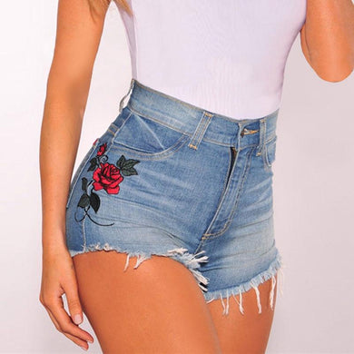 Stylish super sexy rose denim summer shorts - foxberryparkproducts