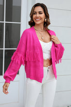 Load image into Gallery viewer, Double Take Fringe Trim Open Front Cardigan
