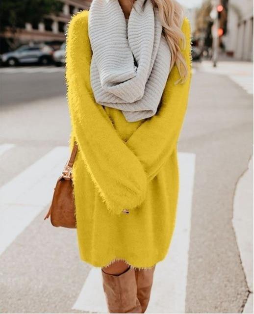 Plush Pullover Long Sweater - foxberryparkproducts