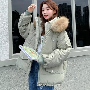 Winter New Down Cotton Jacket Short Coat Korean Version BF Loose Net Red Ins Port Style Thickened Cotton Jacket