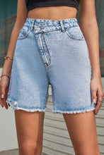 Load image into Gallery viewer, Buttoned Raw Hem Denim Shorts
