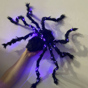 New Halloween Glowing Plush Spider Decoration Prop - foxberryparkproducts