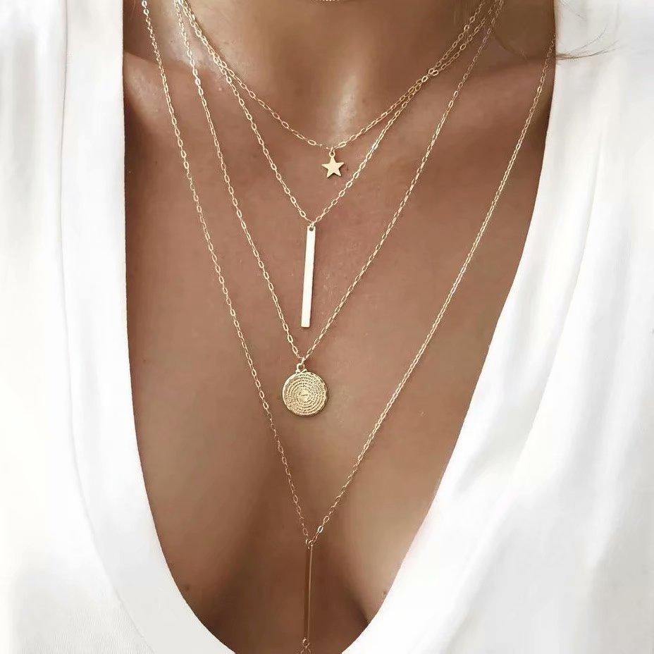 Necklace  Spectacular 3 Piece Rectangle Drop 18K Gold Plated     ID A112 - 1142 - foxberryparkproducts