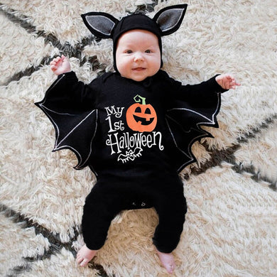 Novelty Baby's Romper Toddler Newborn Baby Boys Girls Halloween Cosplay Costume Romper Hat Outfits Batwing Sleeve Baby Clothing - foxberryparkproducts