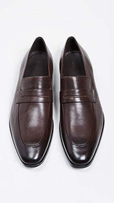 Hugo Boss Mens Highline Leather Square Toe Penny Loafer, Dark Brown, Size 11.0 - foxberryparkproducts