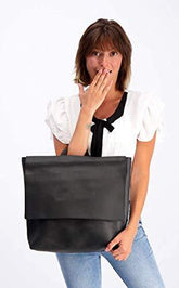Classic Black Leather Backpack, Laptop Handbag - foxberryparkproducts