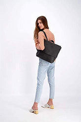 Classic Black Leather Backpack, Laptop Handbag - foxberryparkproducts