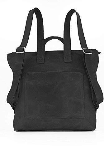 Classic Black Leather Backpack, Laptop Handbag - foxberryparkproducts
