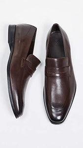 Hugo Boss Mens Highline Leather Square Toe Penny Loafer, Dark Brown, Size 11.0 - foxberryparkproducts