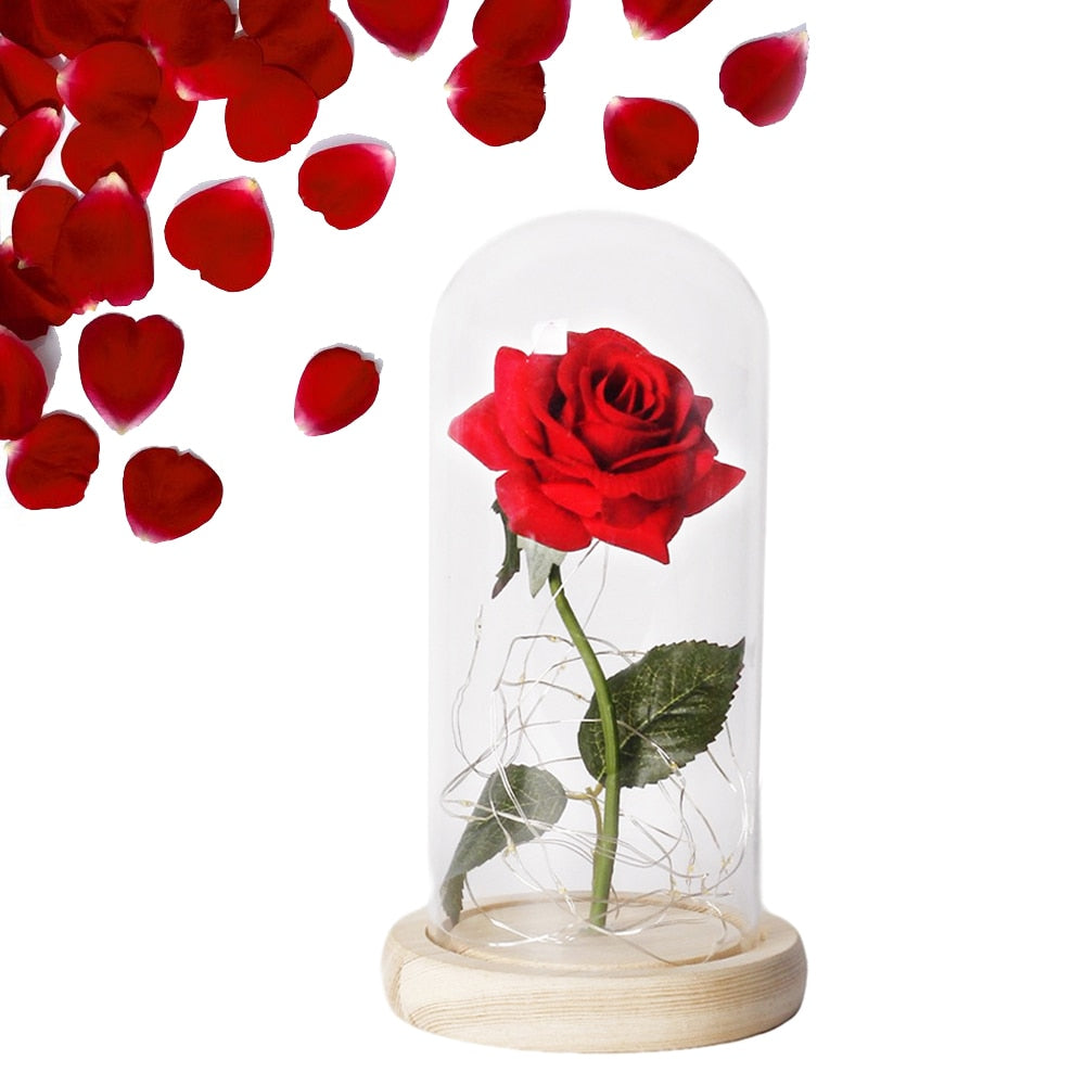 Beauty And The Beast Rose In LED Glass - foxberryparkproducts