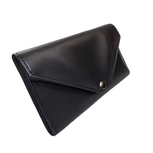 Women's Lambskin Leather Envelope Wallet, Womens Leather Clutch Wallet, Long Wallet with Snap Closure Hand Made in USA - foxberryparkproducts