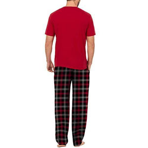 Varsity Men's Micro Fleece Sleep Pant and Crewneck Jersey Shirt Set, Red/Plaid, 2X-Large - foxberryparkproducts
