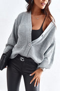 Short gray V-neck sweater 3218450 - foxberryparkproducts