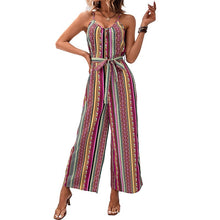 Load image into Gallery viewer, Summer Fashion Women Sexy Striped Resort Style Casual Halter Jumpsuit
