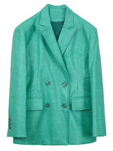 Load image into Gallery viewer, Lautaro Spring Autumn Colored Green Crocodile Print PU Leather Blazer
