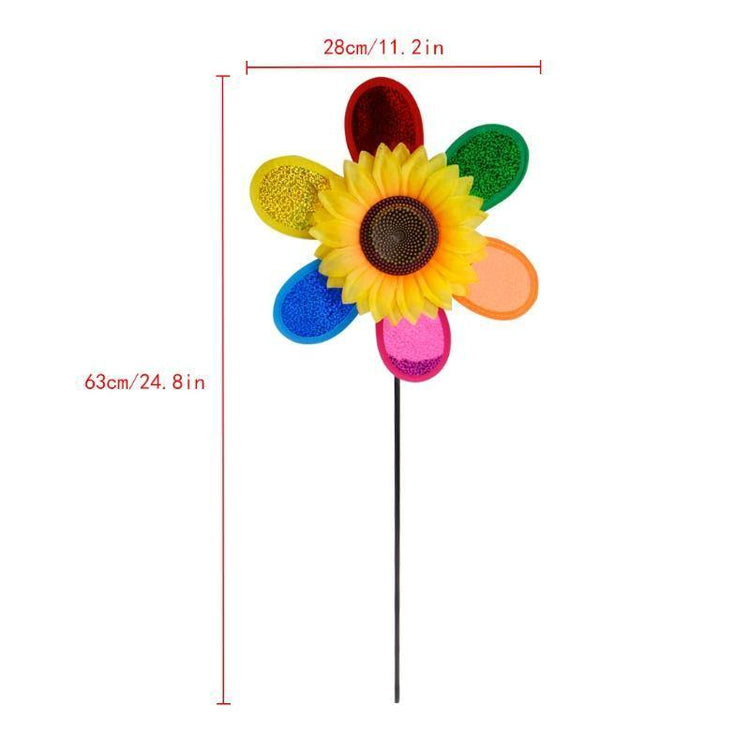 Colorful Sequins Sunflower Windmill Wind Spinner - foxberryparkproducts
