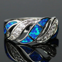 Load image into Gallery viewer, Ring  Unique Design Elegant Blue Opal Gem Silver Plated     ID  A214 - 1155 - foxberryparkproducts
