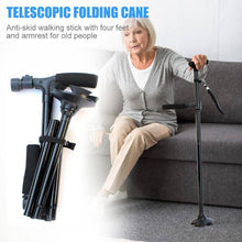 Load image into Gallery viewer, Telescopic Hurry Trusty Cane  Folding Canes LED Light Aged Walking Sticks Poles for the Elder ski camp telescopic baton outdoor hiking poles crutch - foxberryparkproducts
