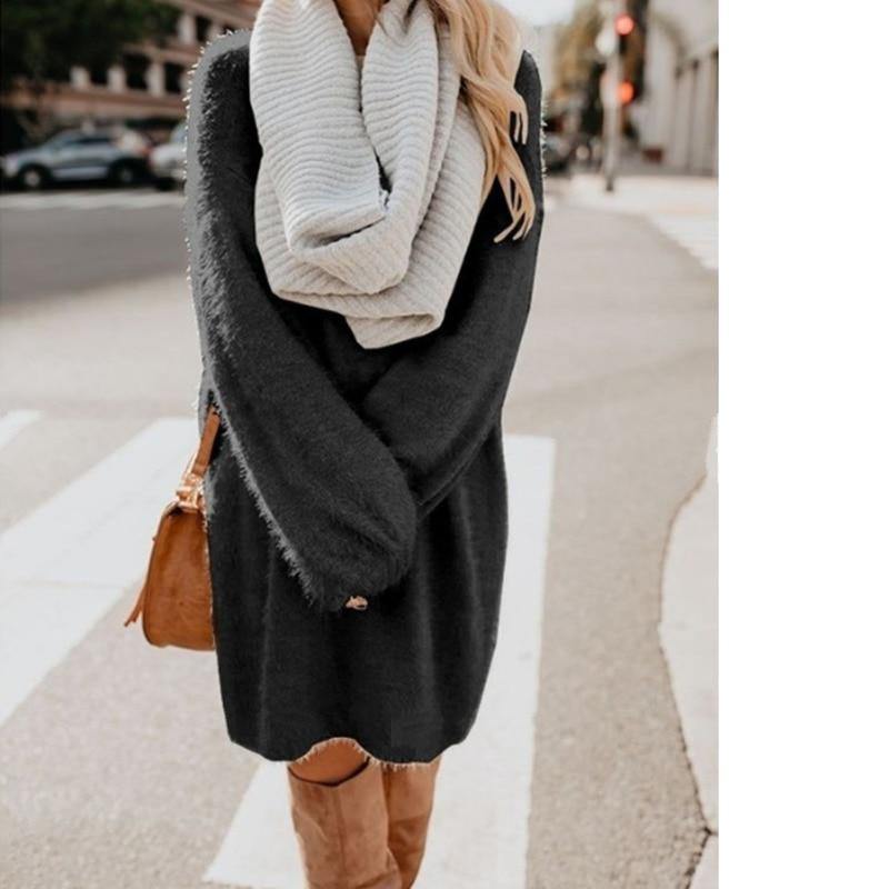 Plush Pullover Long Sweater - foxberryparkproducts