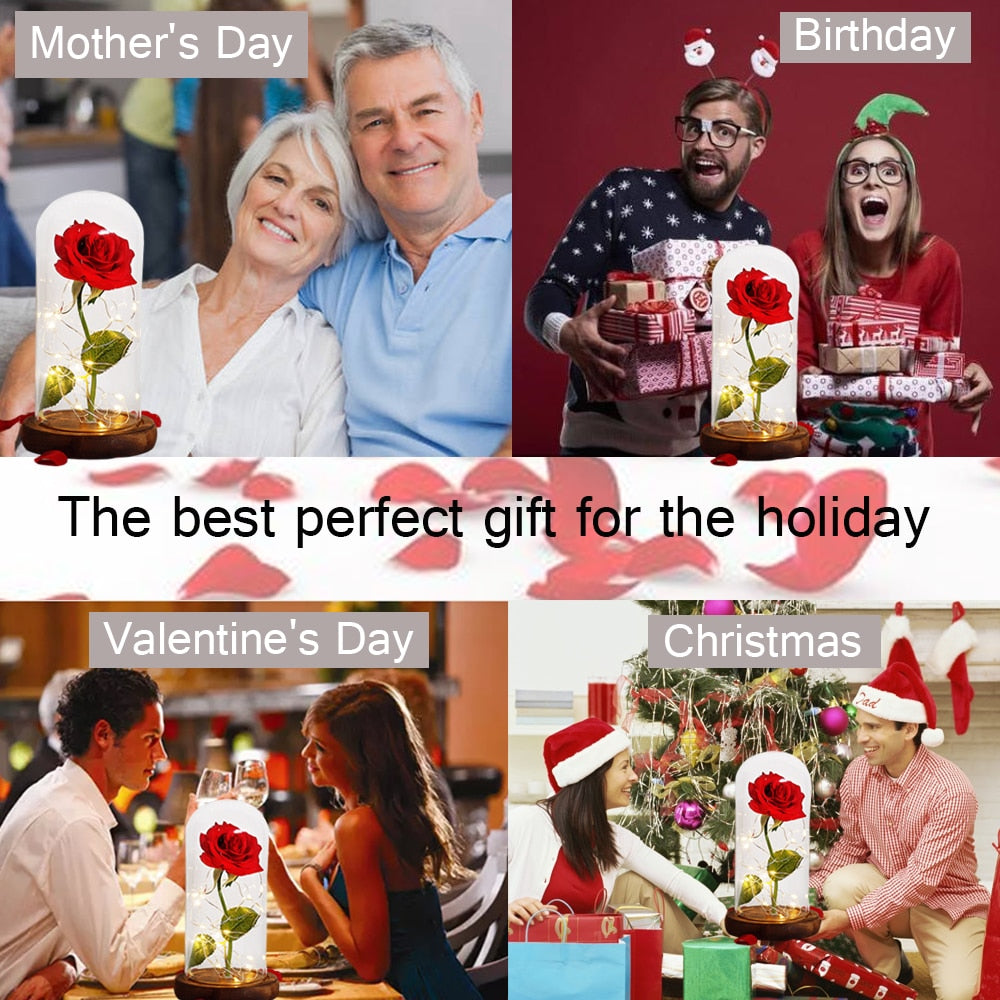 Beauty And The Beast Rose In LED Glass - foxberryparkproducts