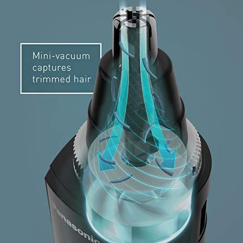 Panasonic Men’s Ear and Nose Hair Trimmer with Vacuum Cleaning System – Wet Dry Hypoallergenic High-Performance Dual Edge Blade - ER-GN70-K (Black) - foxberryparkproducts